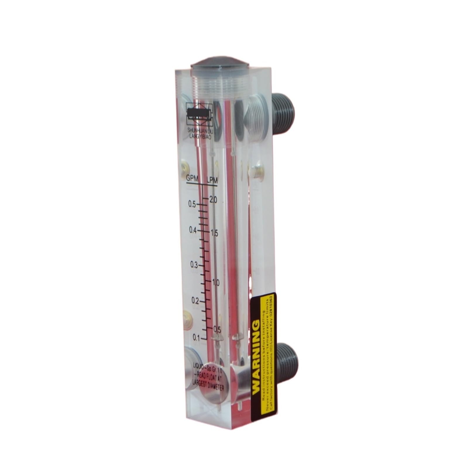 VKvmNYlxx Flowmeter LZM-15 for H2O/Water/Liquid without Control Valve(0.05-0.5GPM 0.2-2LPM)