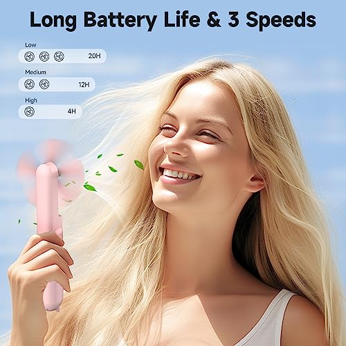 Joylifetech Handheld Mini Fan, Portable Foldable Fan With Power Bank, Usb Rechargeable Small Pocket Fan, Battery Operated Personal Fan With 3 Speeds For Women Outdoor Travel (Pink) #TOP1