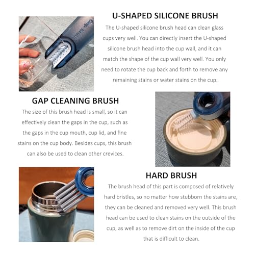 Image of 3 in 1 Cup Lid Gap Cleaning Brush,Multifunctional Insulation Cup Cleaning Tools,Mutipurpose Tiny Silicone Versatile Water Bottle Holder Cleaner,Home Kitchen Cleaning Tools for Mugs