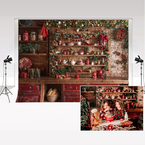 Kate Photographie Toiles de Fond 2,2x1,5m/7x5ft Noël Bonbons Placard Rétro Mur de Briques Enfants Famille Portrait Décoration Fond Photo Studio