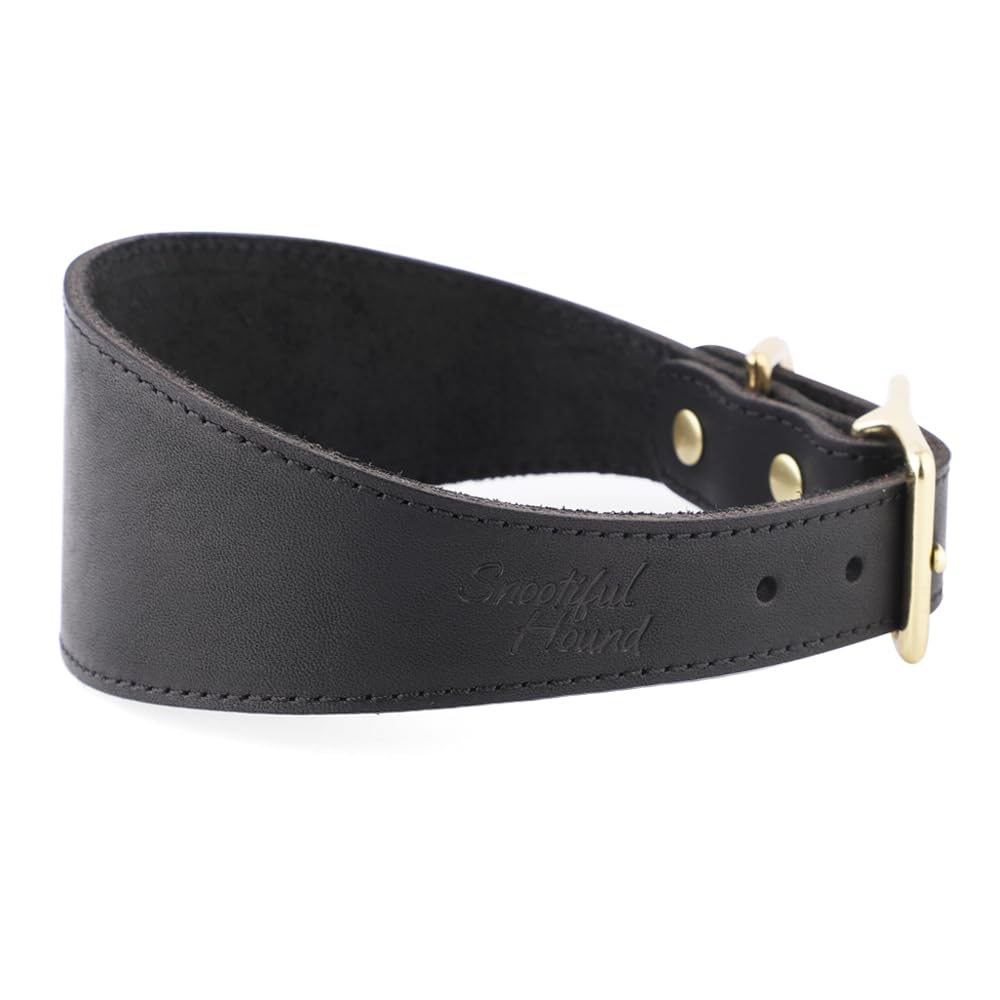 Snootiful Hound Leather Sighthound Collar, Black, 35-43cm - Image 3