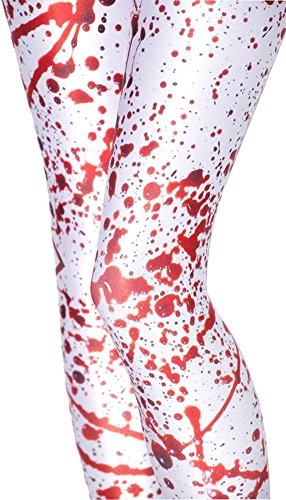 Sister Amy Women's High Waist White Skeleton Digital Printted Ankle Elastic Tights Legging #TOP1