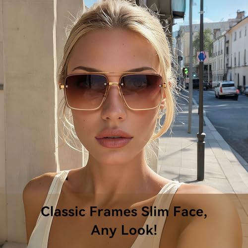 Dollger Overized Square Aviator Sunglasses for Men Women Fashion Imitation Wood Gradient Sunglasses3