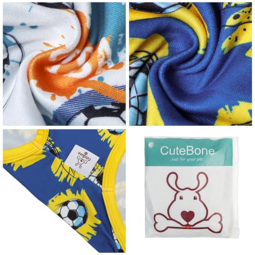 Image of CuteBone Football Dog Shirts 2-Pack Soft Pet Clothes Breathable Summer Vest for Small Puppy and Stretchy Cat Apparel 2BX23XL