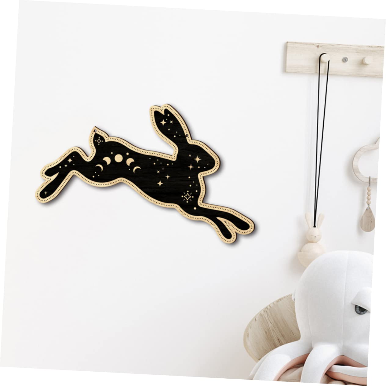 Amosfun 5pièces Décoration Murale Bois Suspendue Avec Motif De Lapin Accessoire Éclatant Pour Maison Pour Fêtes Et Décorations De Printemps