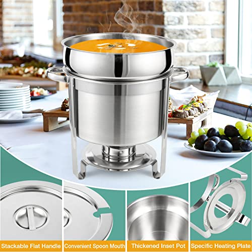 Restlrious Soup Chafer 11 Qt Stainless Steel Round Soup Warmer, Large Marmite Soup Chafer With Pot Lid And Fuel Holder, For Catering, Parties, Events, Wedding, Banquets, Commercial Grade 1 Pack #TOP3
