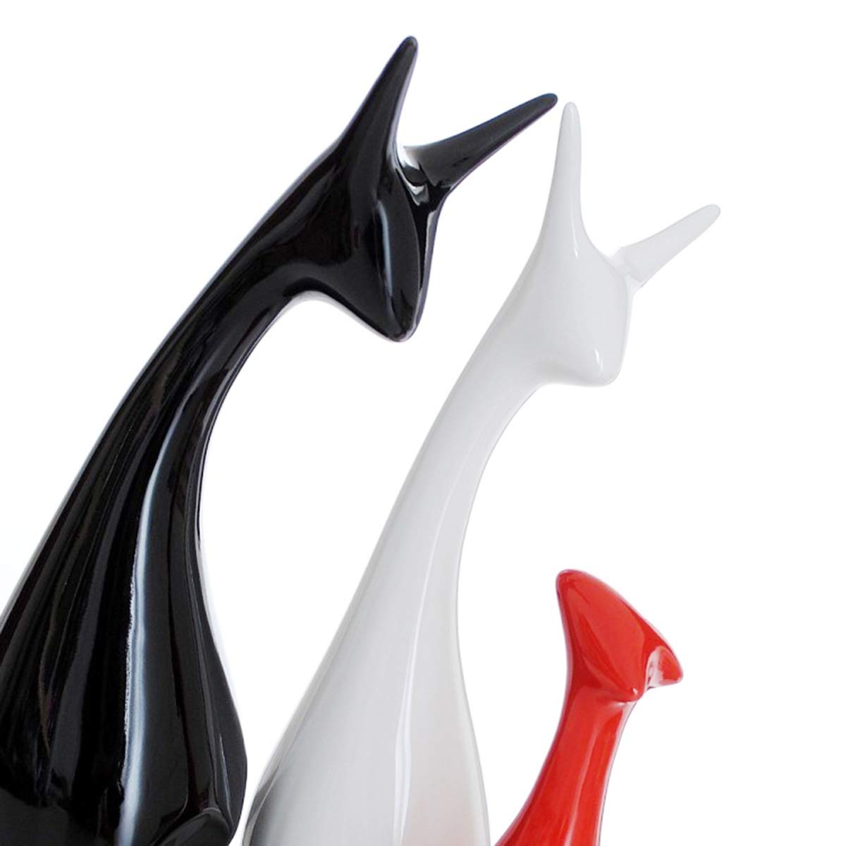 CCChaRLes 3 szt./zestaw rodzina jeleń ceramiczna figurka porcelanowa dekoracje czarne/białe/czerwone