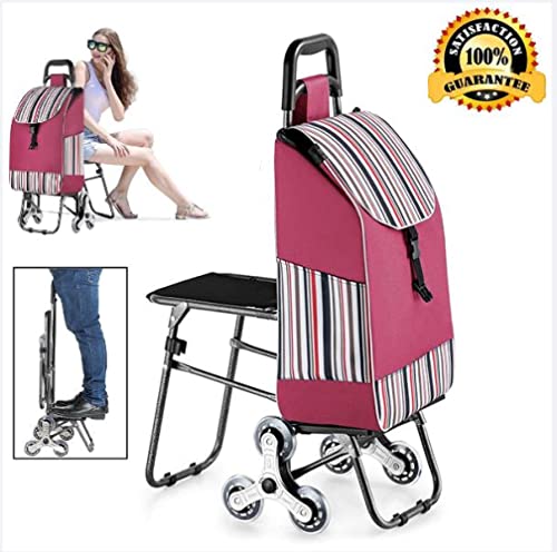 Tragbarer Trolley / Faltbarer Einkaufstrolley / Marktwagen 6 Räder Muster Natur und externe Aufbewahrungstasche / Blau – Bild 3