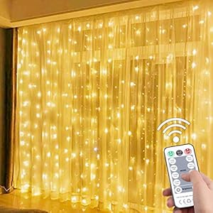 Fairy Curtain Lights for Bedroom 300 LED,SUWITU Christmas String Lights USB Plug in 8 Modes Wall Hanging Twinkle Lights…