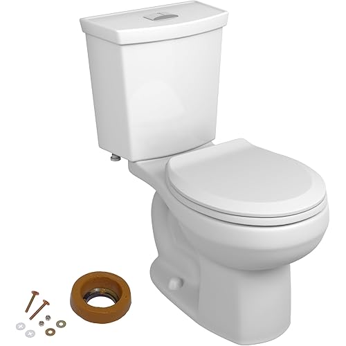 American Standard 606DA002.020 H2Option Two-Piece Toilet with Toilet Seat and Wax Ring, Round Front, Standard Height, Dual Flush, White, 0.92 - 1.28 gpf