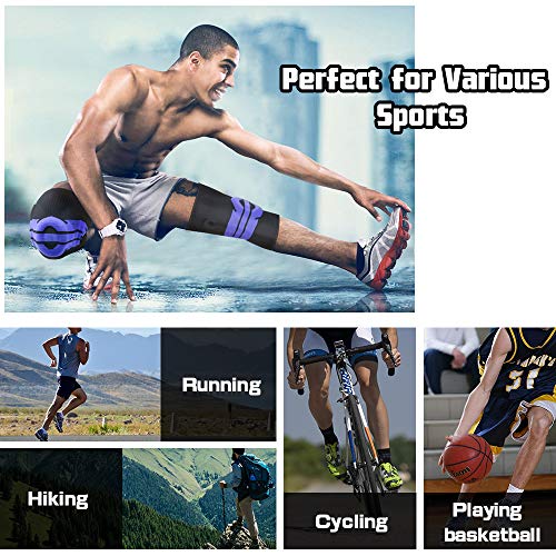 KKmoon 2 peças homens mulheres joelheiras joelheiras de compressão de apoio articular corrida caminh