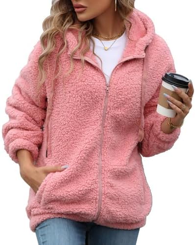 Womens Fleece Jacket Fall Winter Full Zip Sherpa Coat with Hood S-5XL Womens Fleece Jacket Fall Winter Full Zip Sherpa Coat with Hood S-5XL