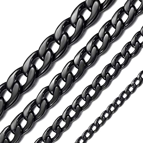 ChainsHouse Cadena de Acero Negro Hombre Collar eslabones Chico Chain Men Cadena...