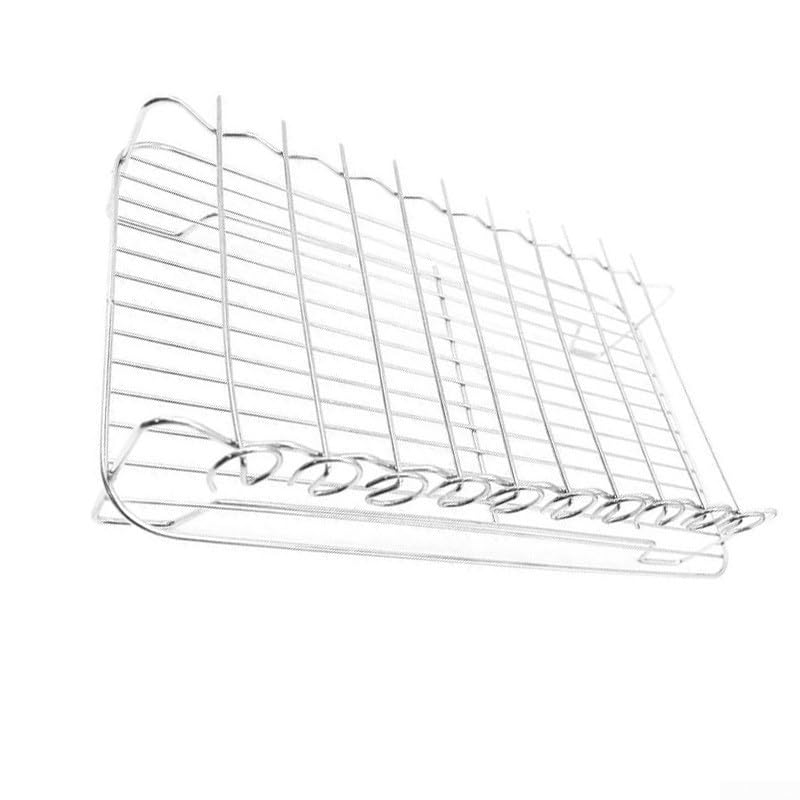 Parrilla de acero inoxidable de doble capa para cocinar al aire libre, picnic, camping y barbacoas en el patio trasero, 32 x 19 x 7 cm, color plateado
