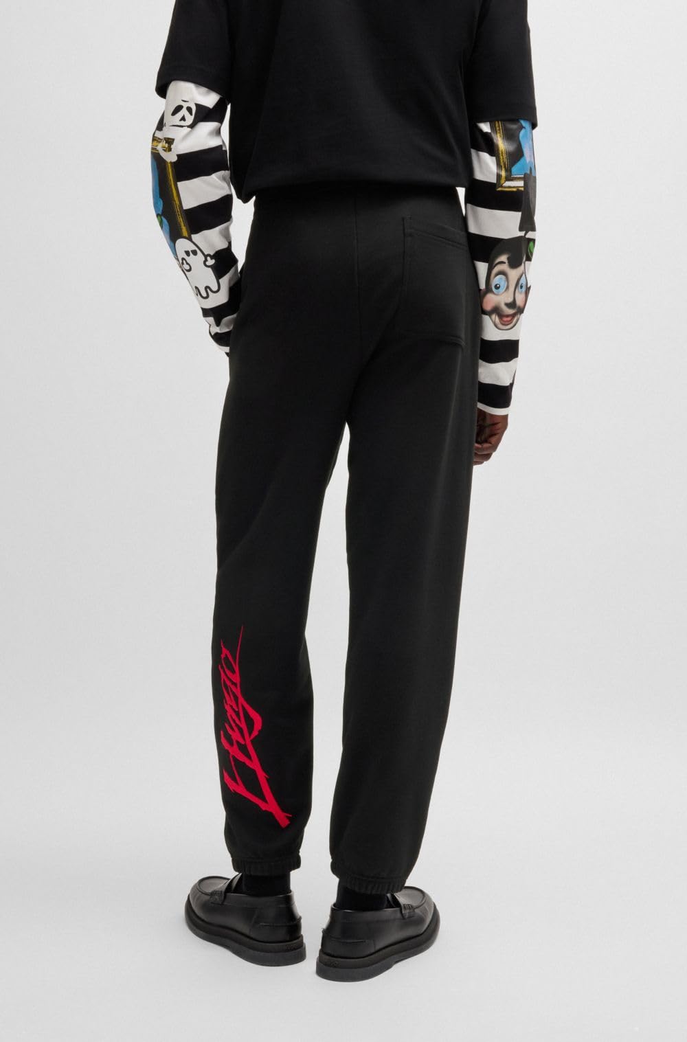 HUGO Pantalones de chándal Dlogopante con doble logotipo para hombre en rizo de algodón