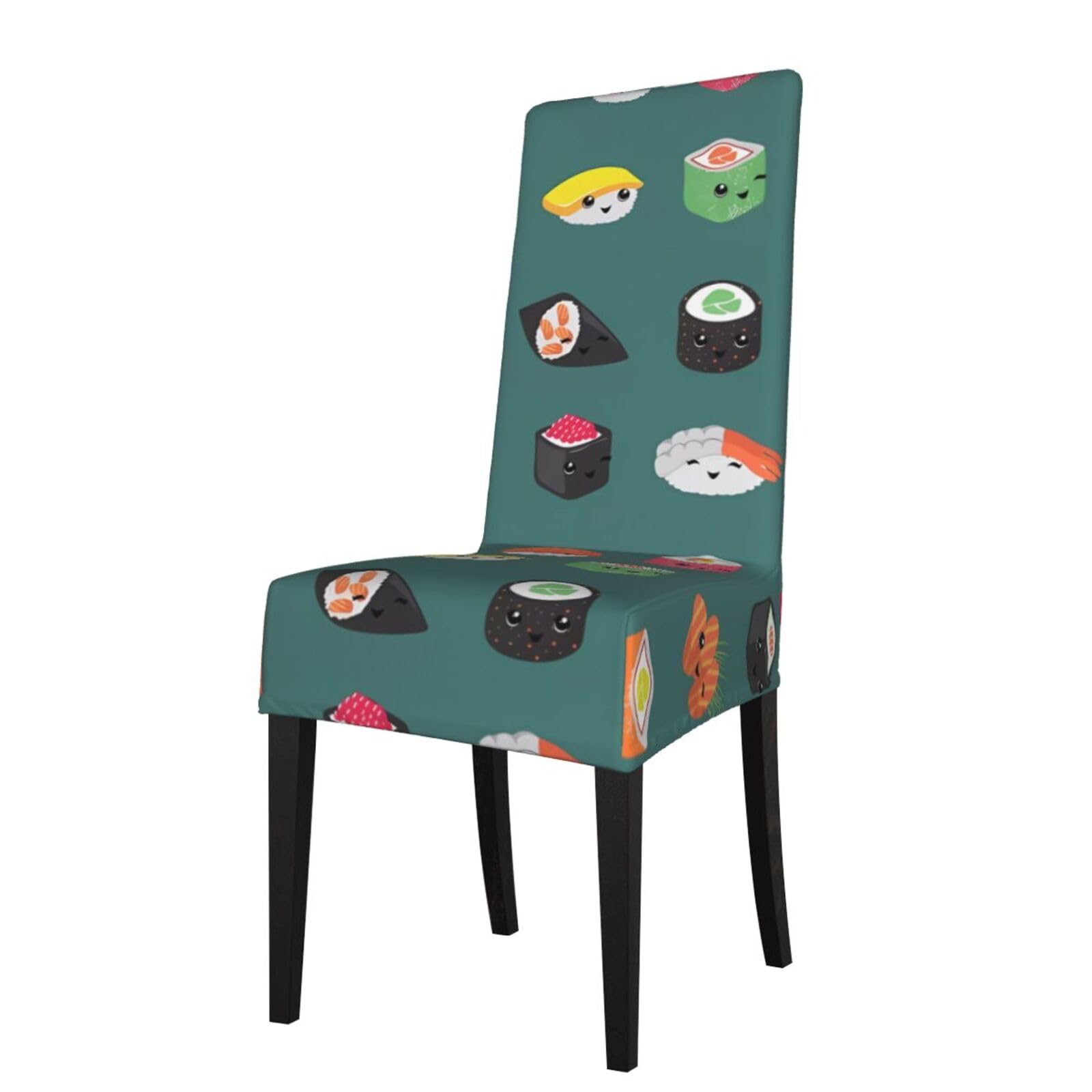 YYHWHJDE Sushi Prints Protection Cover for Dining Chair – Stretchable Slipcovers for a Refreshing Dining Room Makeover