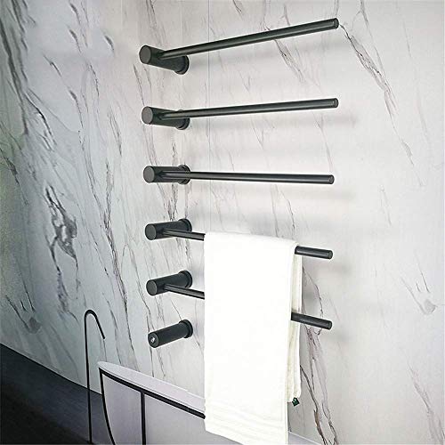 Calentador de toallas elActrico, montado en la pared Toallero elActrico de 5 barras Interruptor de un botAn Interruptor de calentamiento de temperatura constante Calentador de toallas Negro mate A