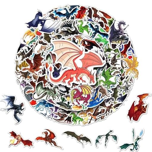 EHDWXVZM 100 Hojas de Pegatinas con Patrón de Dragón para Álbumes de Recortes, Portátiles, Guitarras y Decoración | Ya disponible en tu tienda friki favorita! En mundofriki.es!