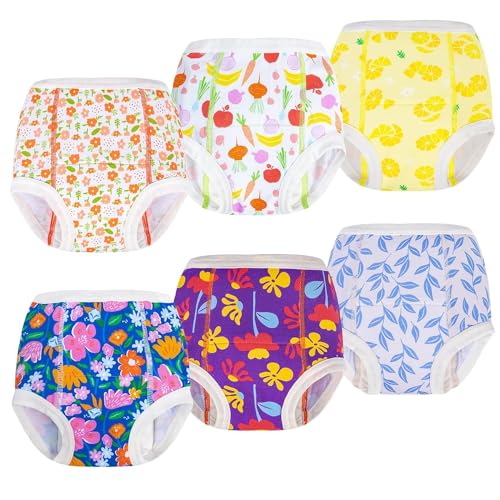 ALVABABY Potty Training Pants Cotton Toddler Infant Baby Toilet Training Pants Absorbent Reusable Girls 3 Years Old Floral 4 Years Old 6XC01A-4TJ
