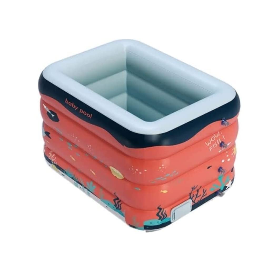 Piscina da giardino, Piscina Gonfiabile 4 Anelli Gonfiaggio Automatico Multicolor 120-210x90-150x75cm(Rosso,120 * 90 * 75cm)