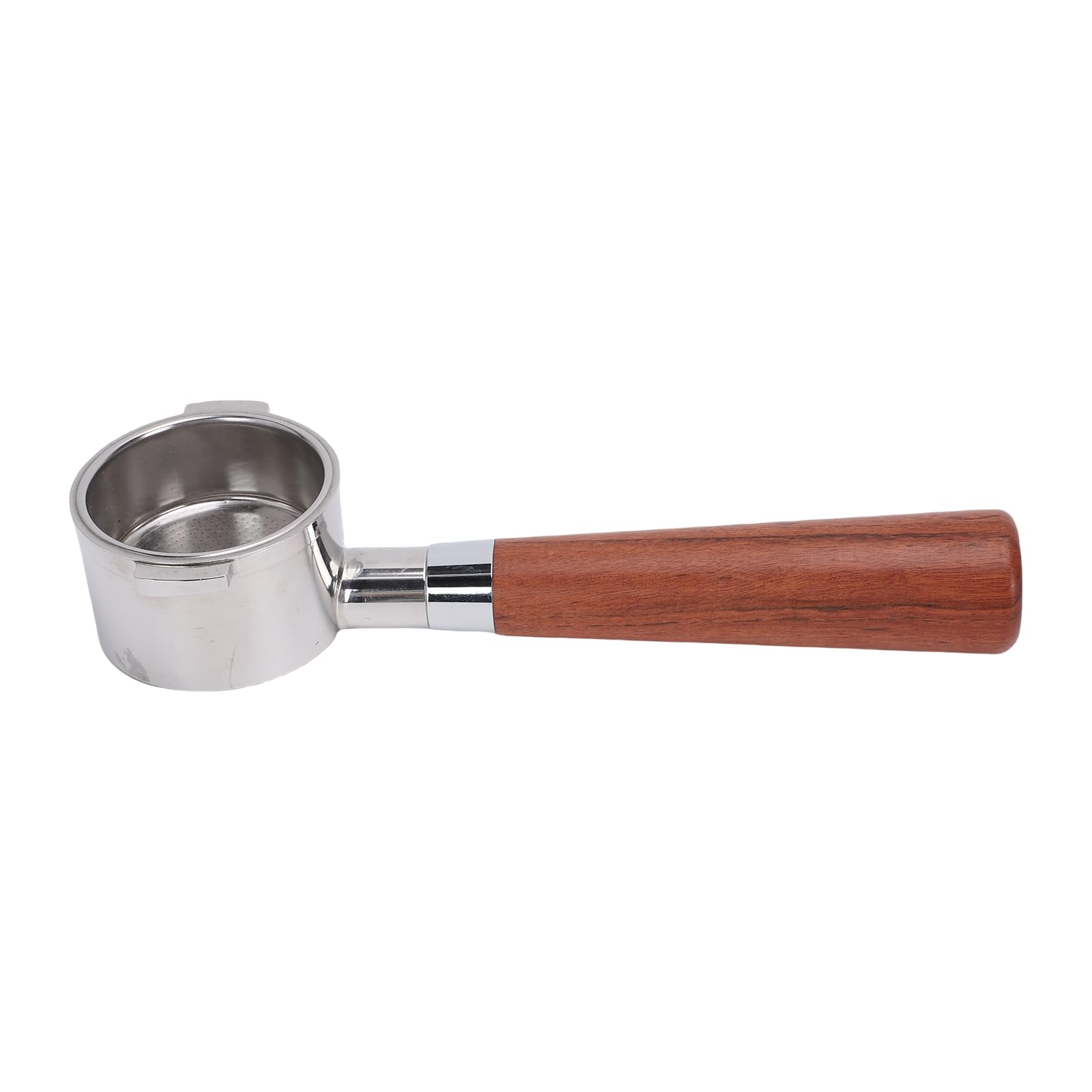 Hidyliu Portafiltro sin Fondo de 51 Mm, Acero Inoxidable con de Madera, 2 Orejas, Diseño de Doble Oreja, Apto para Universal,