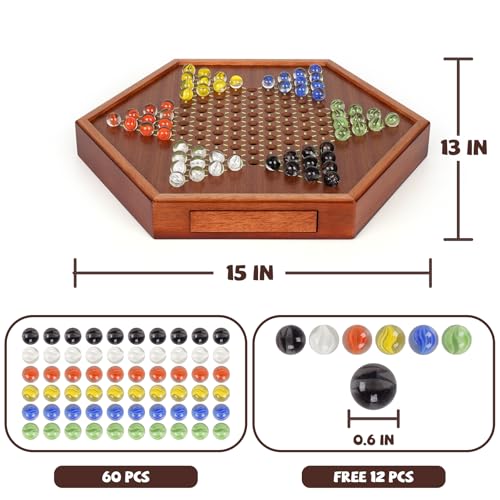 Juego de mesa de Damas Chinas de madera 15 pulgadas miniatura 6