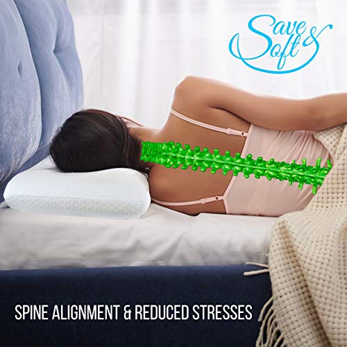 Memory Foam Pillow Cooling Gel - Prevents Back Neck Pain + Free Bamboo Washable Cover Aloe Vera Back Stomach Side Sleepers Men Women - Aids Cervical Pain Soreness Standard (Gel Traditional)