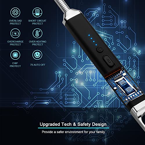 SUPRUS Rechargeable USB Arc Electric Lighetrs with Safety Switch 360° Flexible Neck Flameless Grill Long Lighters for Candle Camping Cooking (Black, 2Packs) by SUPRUS - Image 3