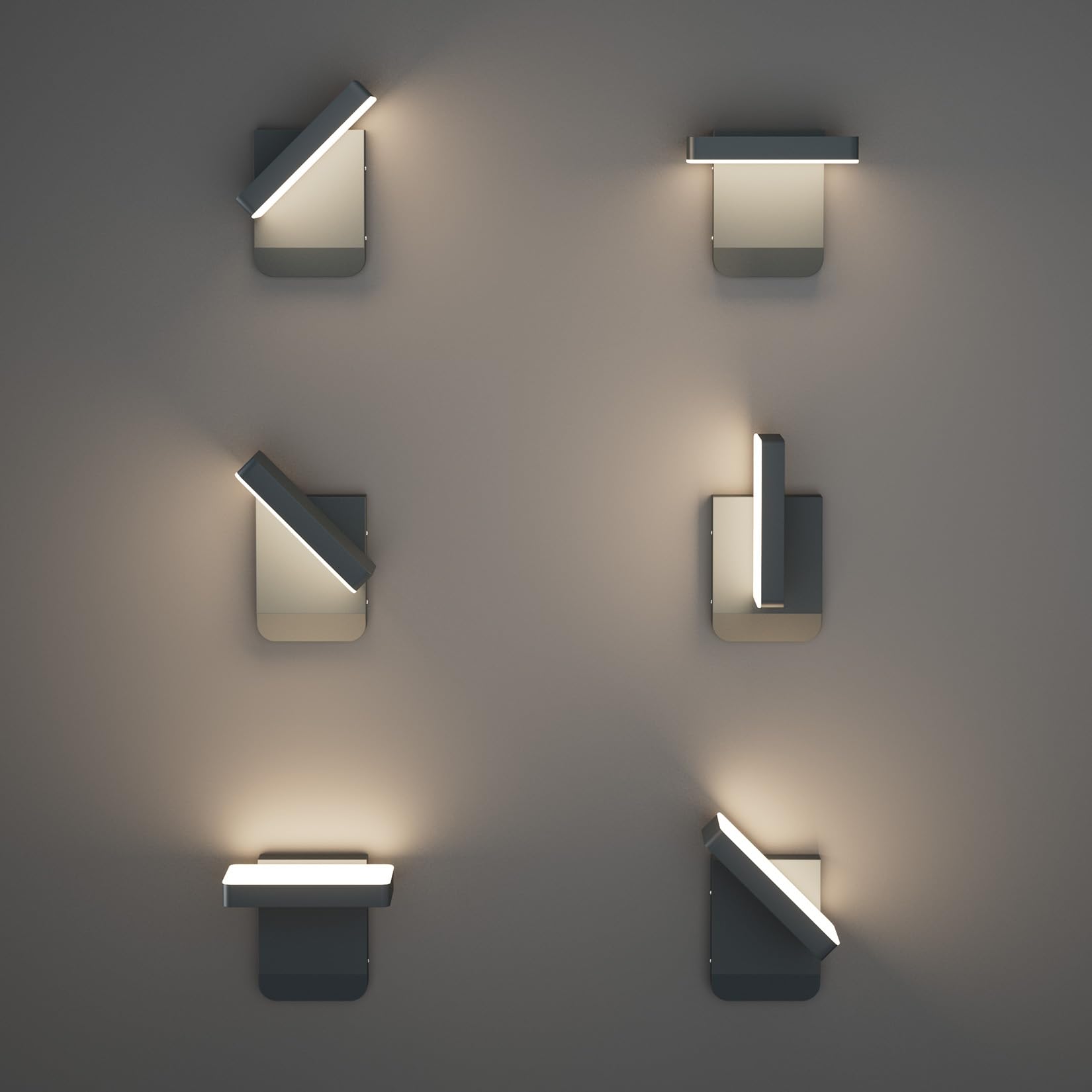 K-Bright 2 pcs applique da esterno, Angolo di regolabile Antracite | 4000 K LED applique da esterno/interno, applique da esterna impermeabile IP54 per balcone, garage, lampada per giardino