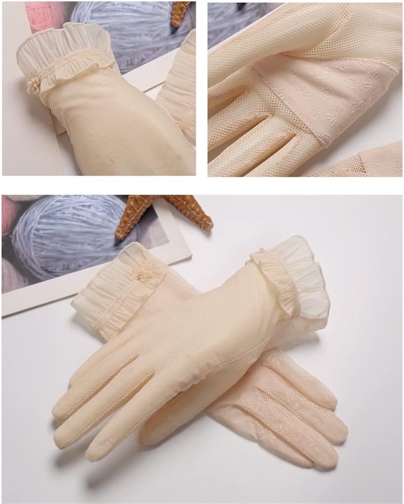 Thin Lace Women's Driving Riding Touch Screen Shading Breathable Short Elastic Gloves