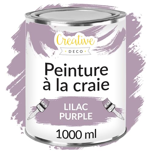 Creative Deco Peinture à la Craie Lilas | 1L | Mat et Lavable | Bois | Idéal pour Rénovation de Meubles | Chalk Paint | Ardoise Craie | Mur Intérieure