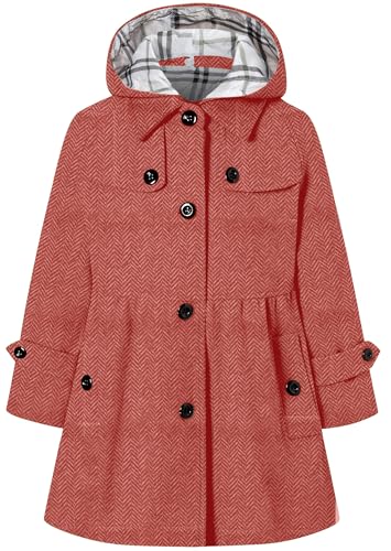 Image of Betusline Girls' Dress Coat, Kids Hoodie Wool Blend Coats Fall Winter Outerwear Peacoat,2-14 Years
