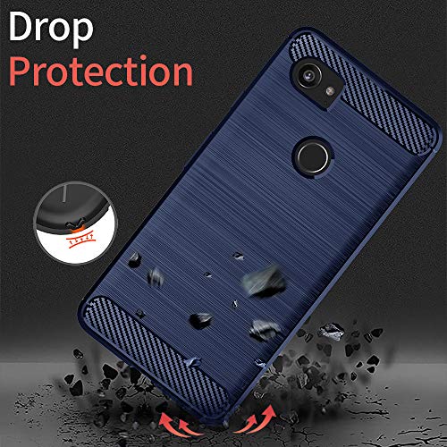 Snosho For Google Pixel 2 Xl Phone Case,Slim Thin Soft Silicone Flexible Tpu Rubber Skin Carbon Fiber Anti-Scratch Shockproof Protective Cases Cover For Pixel 2Xl,Brushed Blue #TOP3