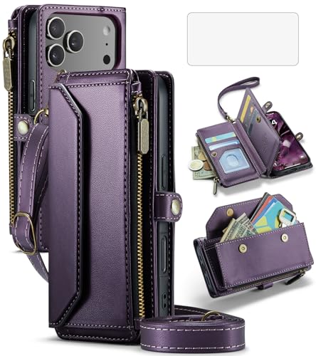 Housse en cuir iPhone 17 Pro Asuwish de qualité supérieure avec blocage RFID intégré