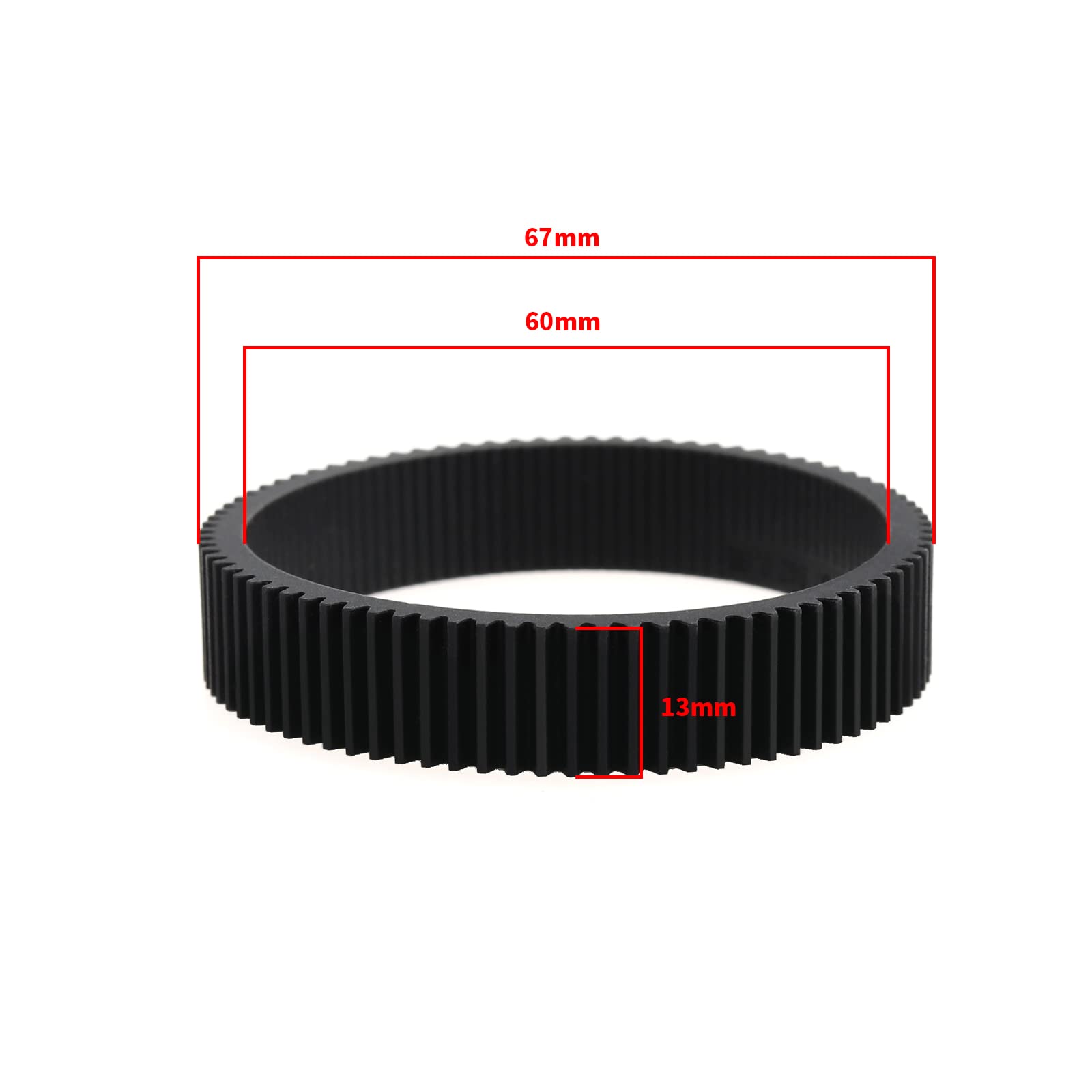SG Store Bezszwowy pierścień zmiany ostrości do obiektywu o średnicy 60-67 mm Follow Focus Ring Standard 0,8 Mod Obrót o 360° ostrość przekładnia akcesoria do obiektywu kamery wideo czarny