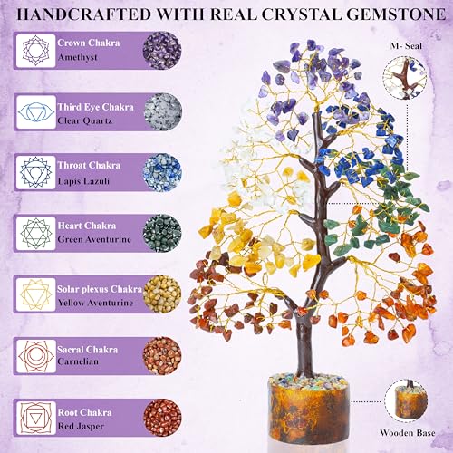 Image of ZAICUS Seven Chakra Crystal Tree of Life Feng Shui Bonsai 10-12 Inch