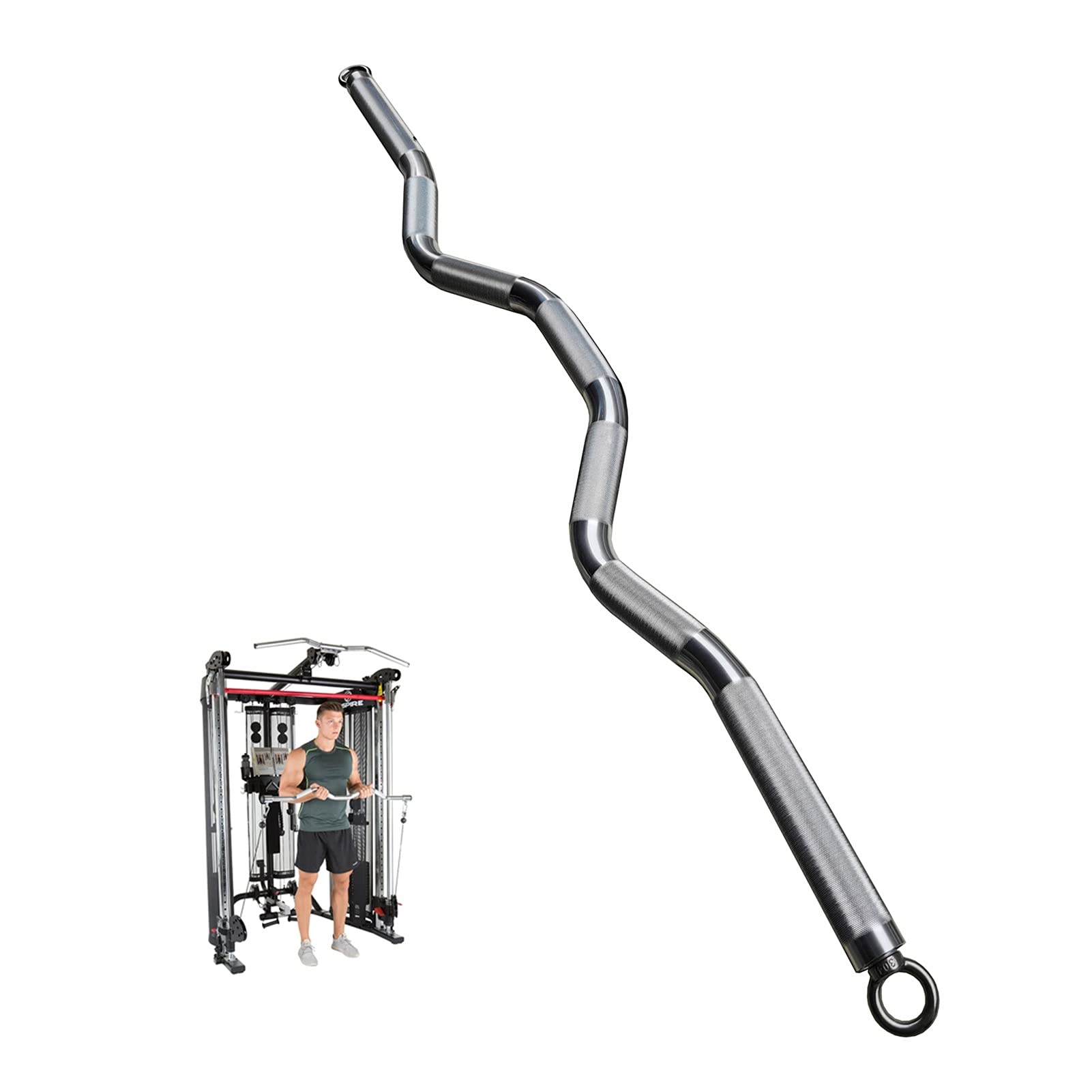 Buy SOBS 47 Inch Curl Bar, Aluminum Double Swivel Bar Attachment for