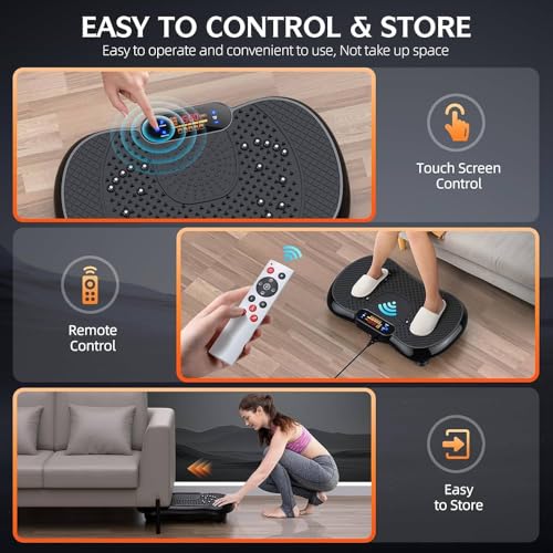 Image of WellMore Crazy Fit Vibration Plate for Home Weight Loss Exercise Machine with Different Programs Full Body Exercise Oscillation Fitness Workout 1 Year Warranty (Black)