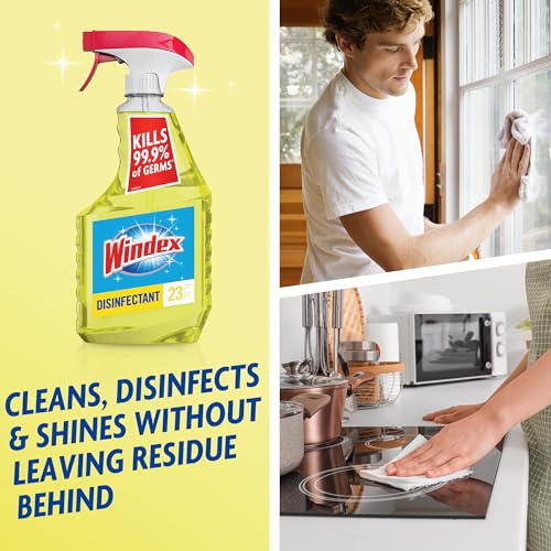 Windex Multipurpose Cleaner Disinfectant Spray Bottle, Fast Clean Surface Cleaner, Citrus Scent, 23 Fl oz
