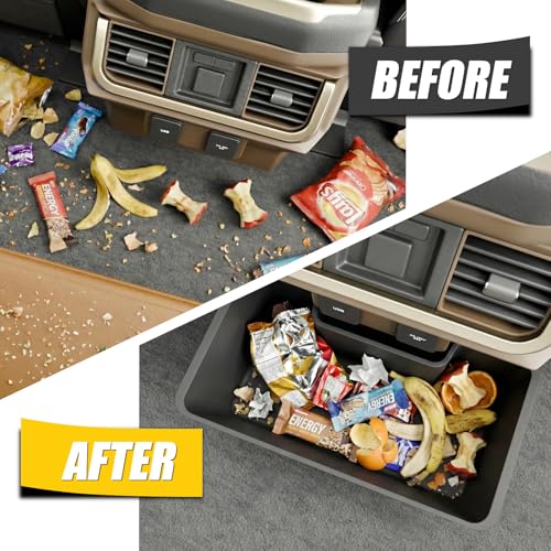 Image of Trash Can Compatible with 2021-2025 2026 Ford F150 Trash Bin One-Touch Garbage Can Push-to-Open Trash Bin Extra Rear 2nd Row 7.4L Center Console Storage Box for 2024 F-150 Accessories
