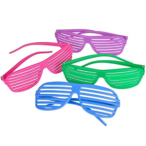 The Dreidel Company Kids Plastic Shutter Shades Glasses Shades Sunglasses Eyewear Party Favors and Party Props Assorted Colors for Kids (24-Pack)