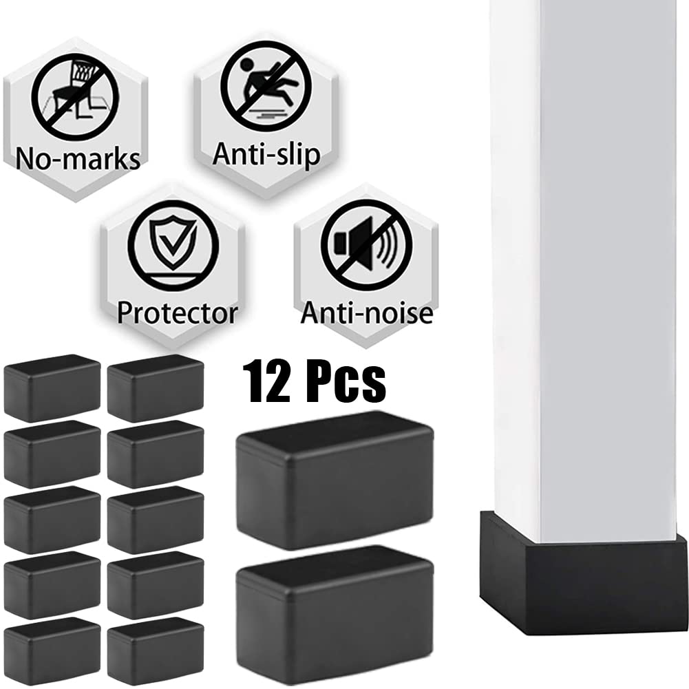 Lot de 10 Embouts de Pieds de Chaise carrés en Caoutchouc antidérapant pour protéger Le Sol des Meubles et des Tables 20 x20 mm, Noir