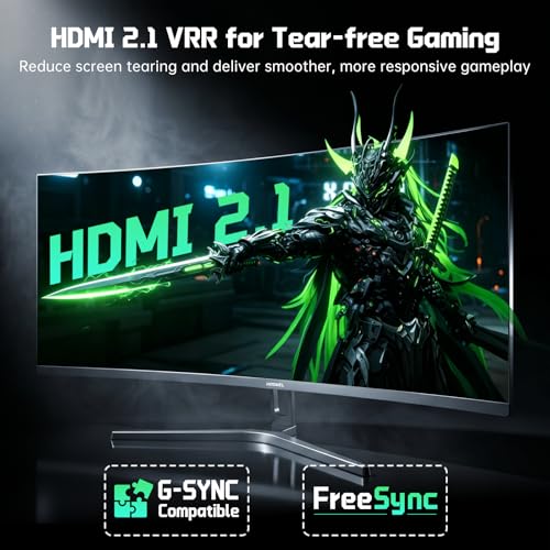 Image of 34 Inch Ultra Curved Gaming Monitor 200Hz UWQHD 3440x1440 Curved Monitor, HDMI 2.1x2 DP1.4x1 AI Crosshair 21:9 PIP /PBP, MPRT 1ms Fast VA Display (G34F1Q, One HDMI 2.1 Cable Included)