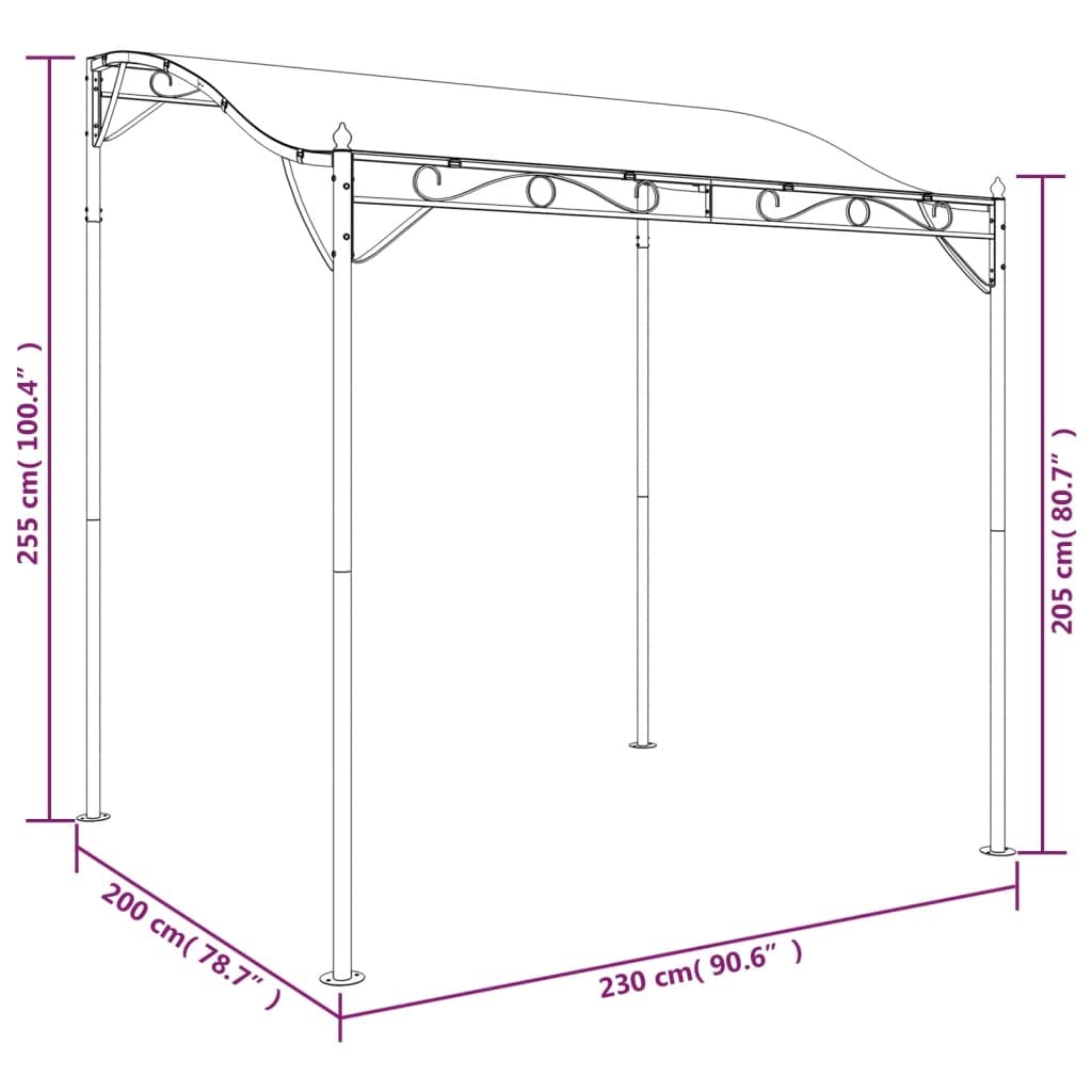 vidaXL Tettoia Crema 2x2,3 m 180 g/m² Tessuto e Acciaio