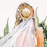 Final Fiesta Sombrero Veil by Stag & Hen | Bachelorette Party Bridal Veil | Mini Pom-Pom Sombrero...