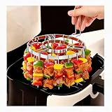 Backofen Spießgestell für Heißluftfritteusen 304 Edelstahl Rost Für Heißluftfritteuse Geeignet für den Grill in der heimischen Küche,RoundGrill(24Skewers)