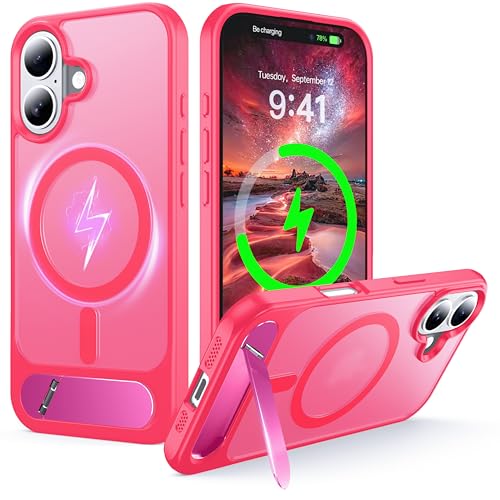 Magnétique coque pour iPhone 16 Plus support chargement sans fil silicone antichoc rose