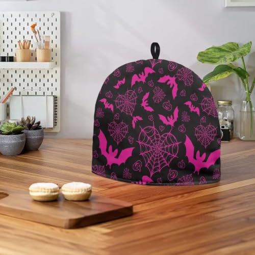 Image of Hudotybom Pink Bat Tea Cozy Teapot Cover Halloween Tea Pot Cosies 6 Cups Insulated Large Teapot Protective Cover for Kitchen Hallowee Decoration