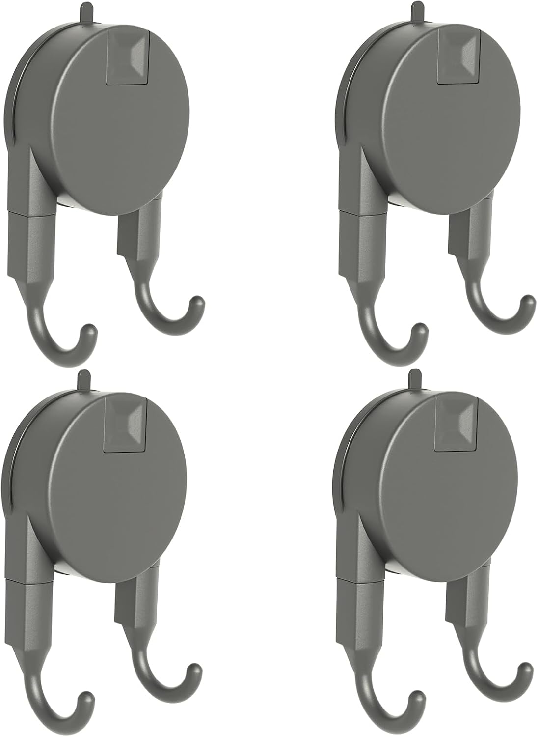 strong suction cup hooks for shower, bathroom, kitchen, heavy duty hangers for door wreaths, robe, loofah, towel, utensils, removable wall hooks for tile, glass, mirror (4 pack-gunmetal) 4 pack gunmetal