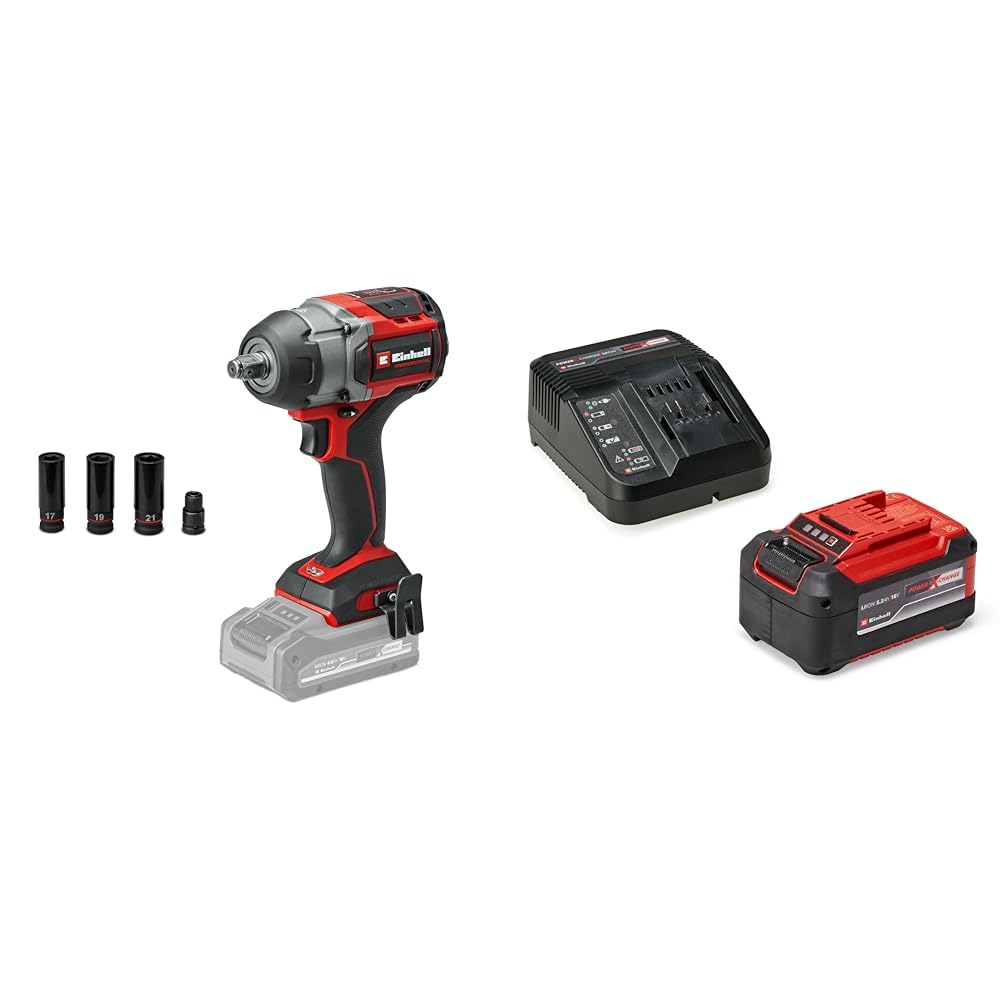 Einhell Professional Boulonneuse sans fil TP-CW 18/750-C Li BL-Solo Power X-Change (18V, couple 750 Nm, couple de desserrage 1 000 Nm, mot. sans charbon) avec Chargeur et Batterie 5,2Ah